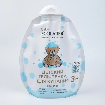 Детский гель-пенка для купания ECOLATIER® BABY 3+, 250 мл (дой-пак)