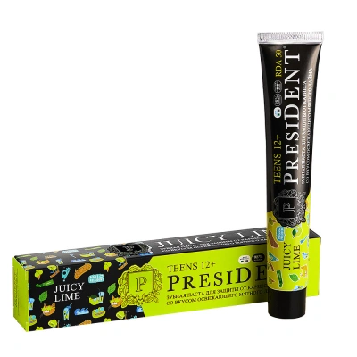 Зубная паста PRESIDENT "Juicy lime" 12+, 70г