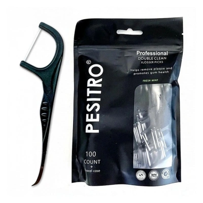 Зубочистка флоссер Pesitro 100шт + кейс, мята